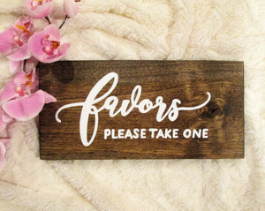 Wooden favors sign by Perryhill Rustics
