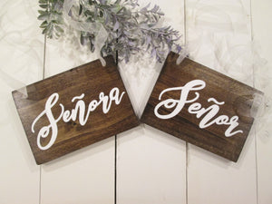 Senor and senora wedding reception signs by Perryhill Rustics