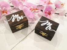 Load image into Gallery viewer, Perryhill Rustics wooden wedding ring box set. Dark walnut set of wedding ring boxes
