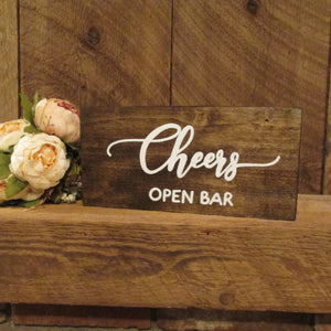 Cheers open bar wooden sign by Perryhill Rustics