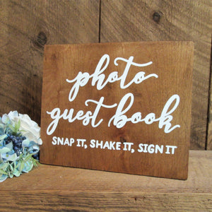 photo guestbook poloroid guestbook wedding decor wooden sign by Perryhill Rustics