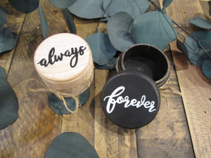 Always and forever round ring boxes by Perryhill Rustics