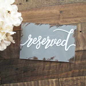 Colored Back Acrylic Reserved Sign With Stand