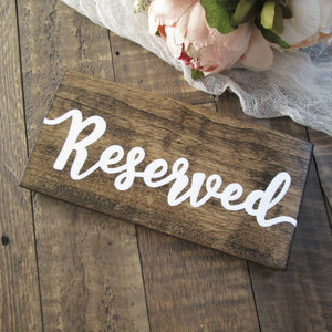 Wooden reserved signs by Perryhill Rustics