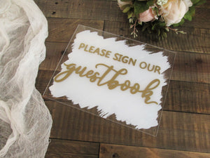 Please Sign Our Guest Book Acrylic Sign with Stand