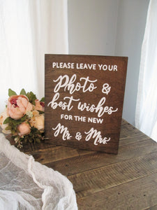 Please leave your photo & best wishes for the new mr & mrs wooden guest book sign by Perryhill Rustics