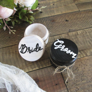 Bride and groom ring boxes by Perryhill Rustics