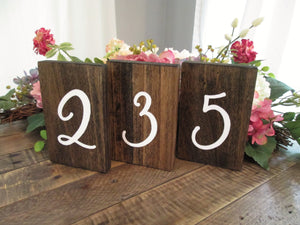 Hand painted wooden table numbers by Perryhill Rustics