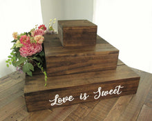 Load image into Gallery viewer, love is sweet wooden cupcake stand by Perryhill Rustics
