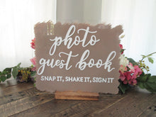 Load image into Gallery viewer, Photo Guest Book Acrylic Wedding Sign with Stand
