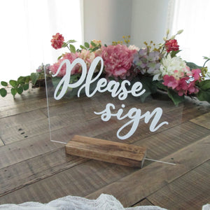 Please Sign Acrylic Sign with Stand