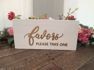White and gold hand painted favors sign by Perryhill Rustics