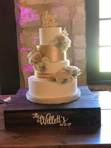 Personalized wooden cake stand by Perryhill Rustics